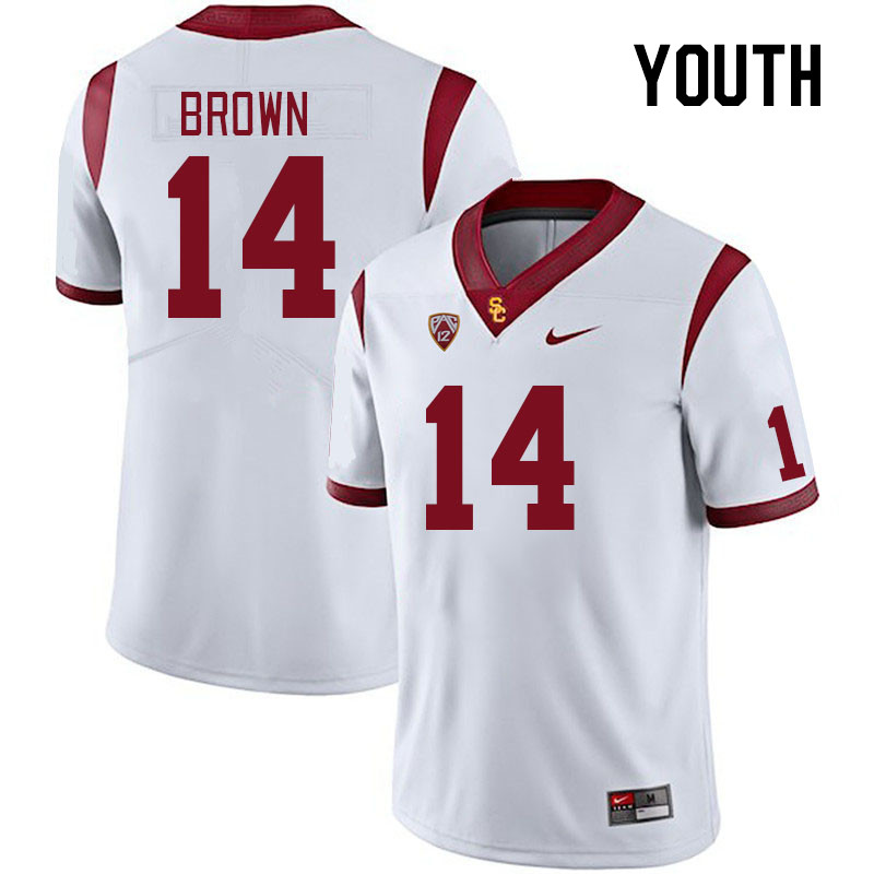 Youth #14 Raleek Brown USC Trojans College Football Jerseys Stitched Sale-White